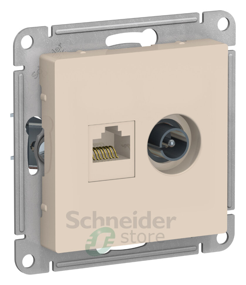 Розетка "Atlas Design" 1 СП бежевый механизм TV+компьютер IP20 ATN000289 (027)
