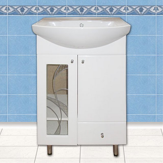 ТУМБА "РИМИНИ 65" DORATIZ СО СТЕКЛОМ, 1 ЯЩИК, С УМЫВ. "ЭЛЕГАНС 65" /370Х650Х830ММ/