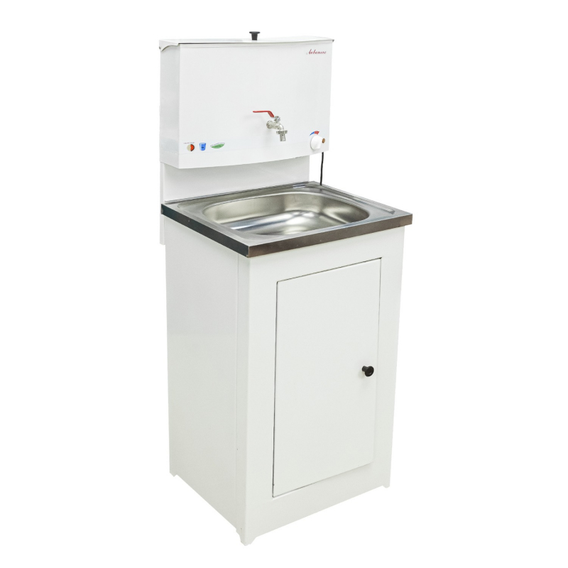 Умывальник дачный "Акватекс" металл. 500х430 белый (ЭВН-20л +мойка нерж.)