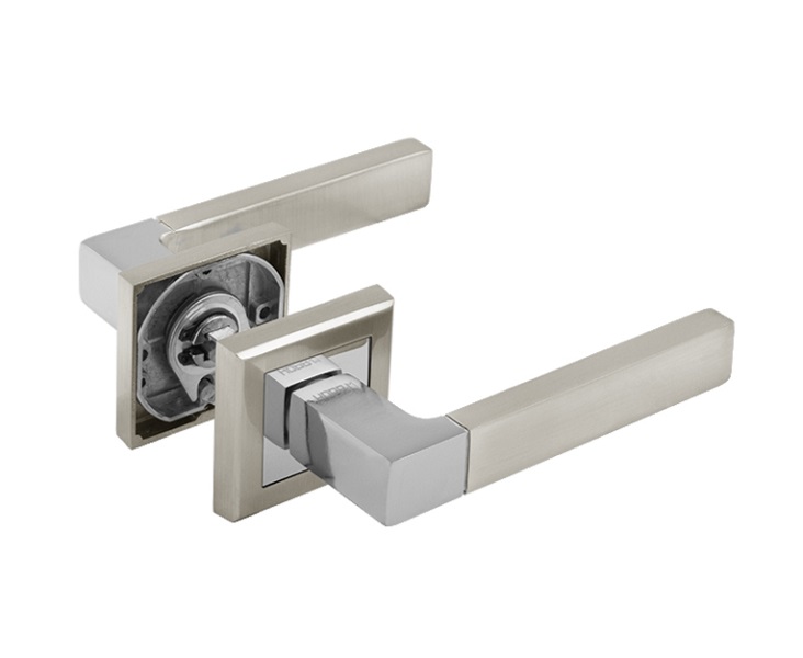 Ручка дверная на розетке НОРА-М ISPARUS AL П109K (квадрат) матовый никель