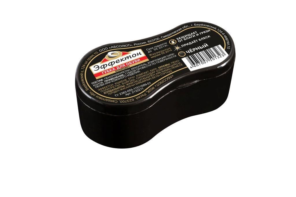 Губка для обуви ЭФФЕКТОН компактная черная 2132211