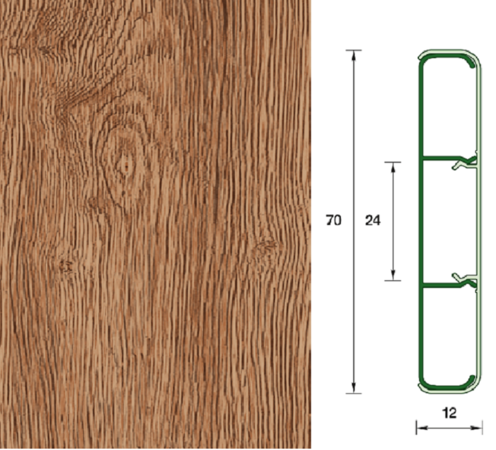 Наличник "Деконика" с кабель-каналом 70мм 2,2м, 211 Дуб рустик