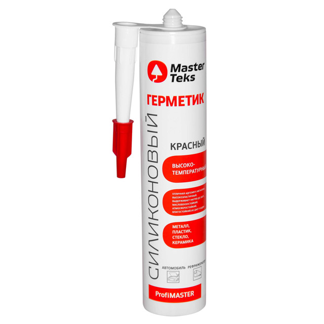 Герметик силиконовый MasterTeks PM высокотемпературный красный 260мл /9612907/9612907- купить в АПлайн