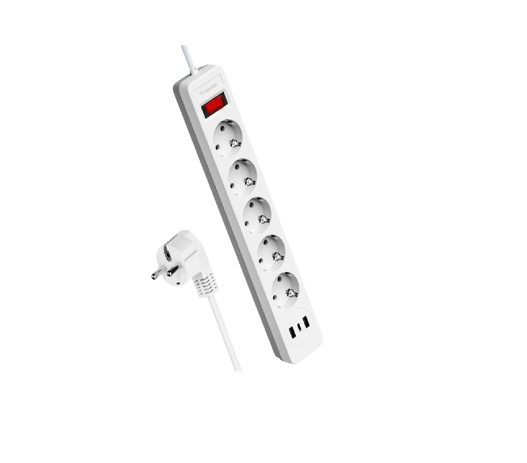 Удлинитель 5х3м с заземлением и выкл. 2 USB 16А(3х0,75мм2) белый КОСМОС FKsm3m-5g(W)USB