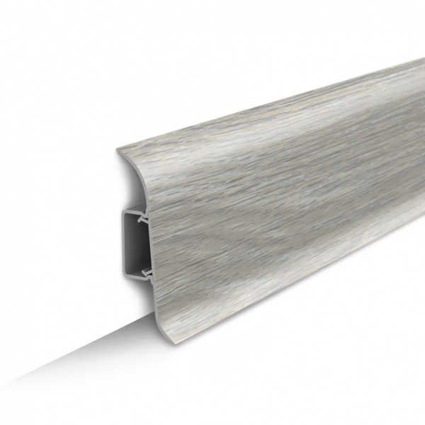 Плинтус ПВХ 2,2м с мягк. краем 55мм "Идеал Классик", 253 Ясень серый