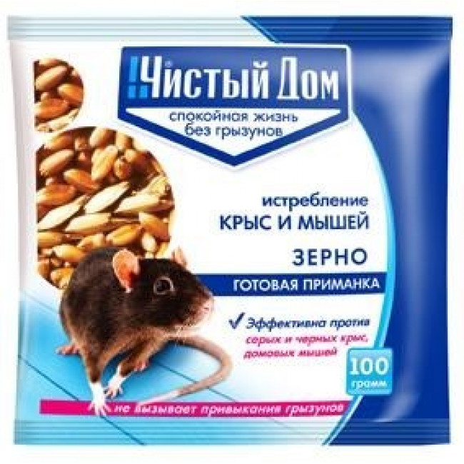 Приманка от грызунов зерно ЧИСТЫЙ ДОМ пакет 200г 03-028451121- купить в АПлайн