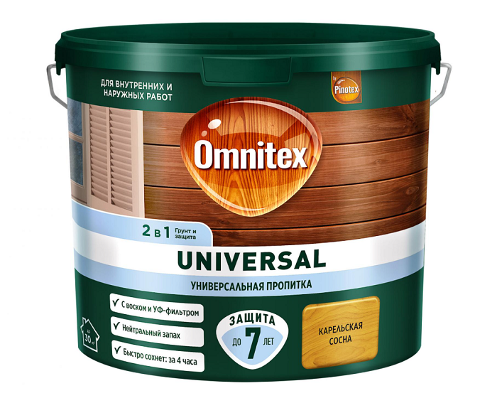 Пропитка Omnitex (Pinotex) UNIVERSAL 2В1 акриловая карельская сосна 2,5л***50035527- купить в АПлайн
