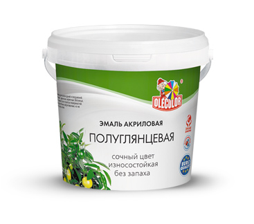 ЭМАЛЬ "OLECOLOR" (ВОРОНЕЖ) АКРИЛ.ПОЛУГЛ. ЗЕЛЕНОЕ ЯБЛОКО 0,8КГ