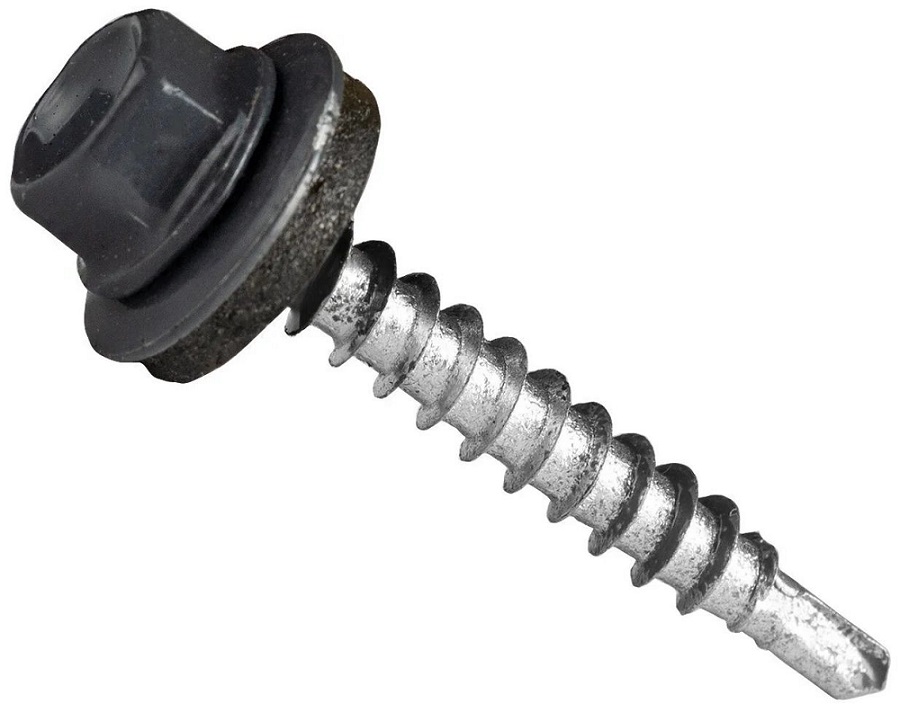 Саморез кровельный RAL7024 5,5х25 графитовый серый контейнер (300шт) ГОСКРЕП2-0018935- купить в АПлайн