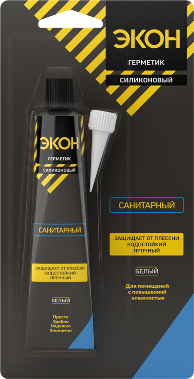 Герметик силиконовый санитарный ЭКОН белый 60мл /3040013/