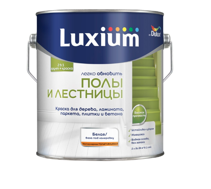 Краска в/д Luxium Полы и лестницы полуглянцевая BW 2л***