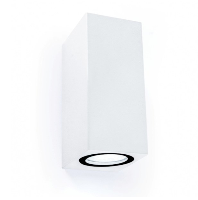 Светильник фасадный General 2хМR16 GU10 прозр.квадрат металл белый IP65 150х80 661121