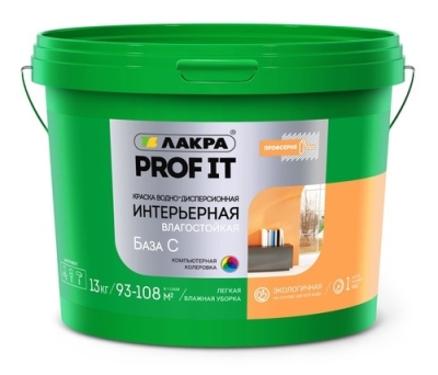 Краска в/д Лакра PROF IT акриловая интерьерная влагостойкая База С 13кг