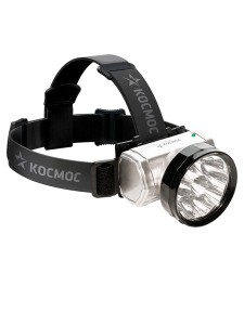 Фонарь налобный КОСМОС H10LED (акк. 3xR6 1.2V 0.3Ah) 10св/д (140lm),серебр./пластик, встр. з/у /706/