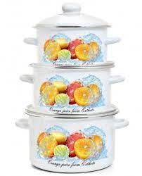 Набор кастрюли эмал. Цитрусовый фреш 2л, 3л, 4л 6 пр ЭТ-75220 