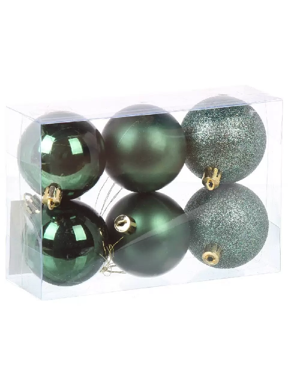 Елочное украшение пласт. Шар 6шт зеленый 6см SYQA-0124046G 479983 - SYQA-0124046G 479983 - купить в АПлайн