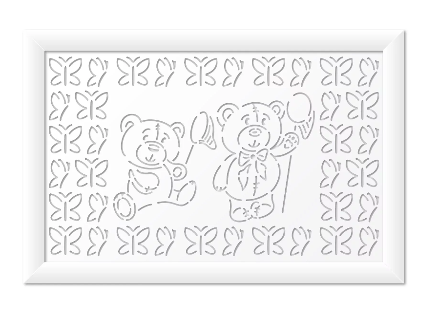 ЭКРАН Д/РАДИАТОРА МДФ ПЕРФОРАЦИЯ МИШКИ 600х900 ММ БЕЛЫЙ