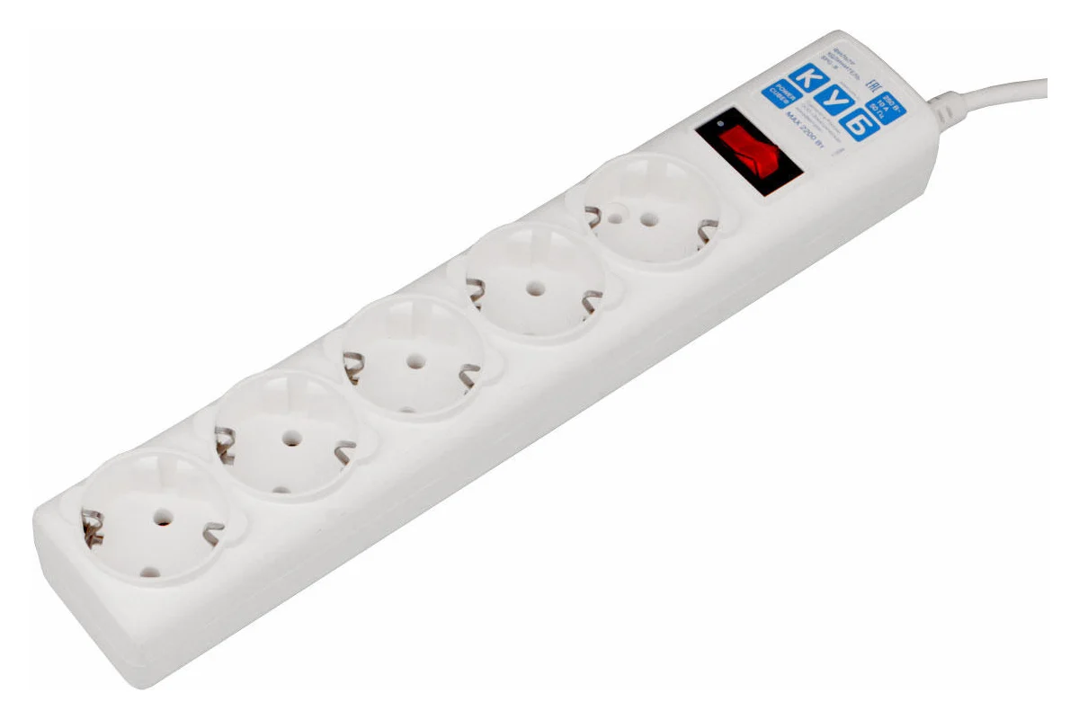Фильтр сетевой 5 розх1,9М POWER CUBE цвет:белый  арт.SPG-B-6-WHITE (641/057)SPG-B-6-WHITE- купить в АПлайн