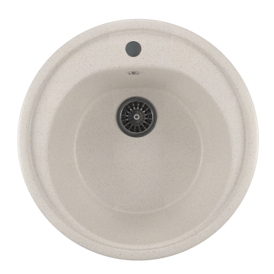 Мойкa мраморная MIXLINE ML-GM11 белый круглая 500мм (331) (глуб. чаши 180) + сифон