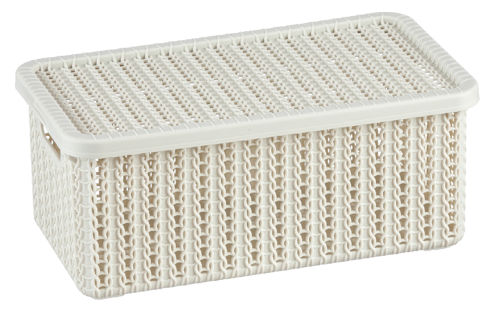Коробка пласт. Вязание 3л белый ротанг с крышкой М2369