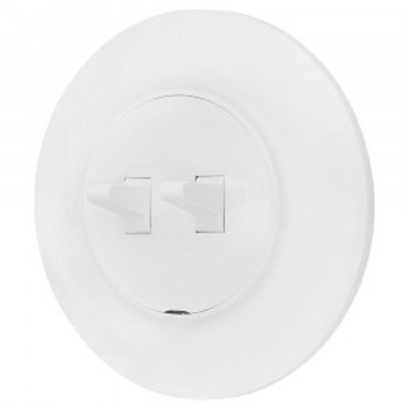 Выключатель "Ретро Прованс" 2 СП белый в сборе круглый тумблерный Bylectrica С510-2404 (490)