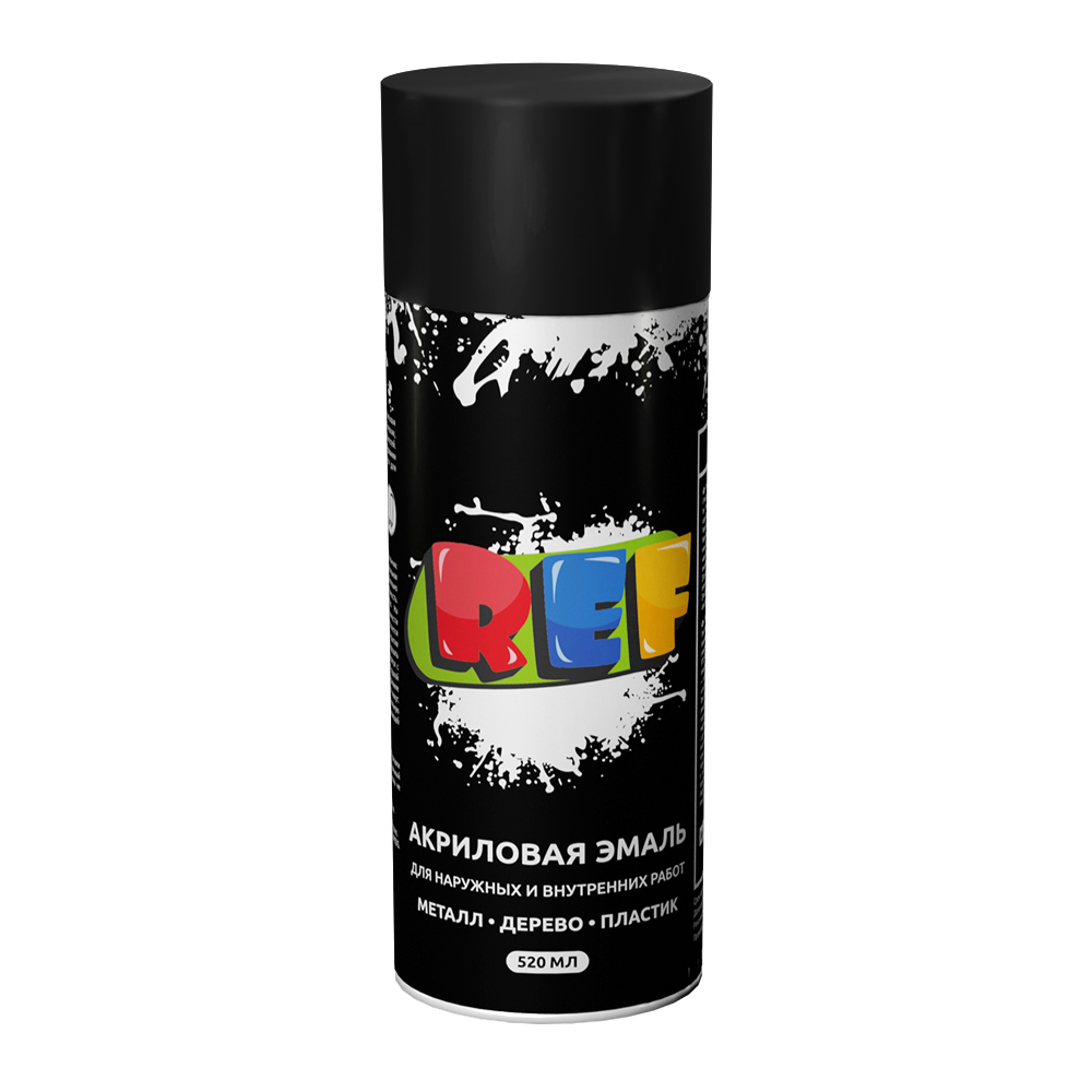 Аэрозольная эмаль REF черный матовый 520мл