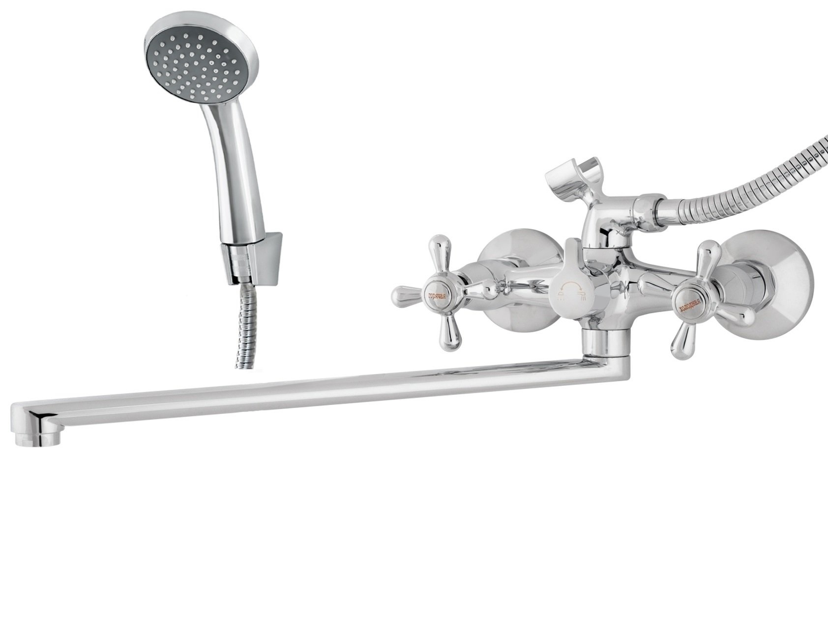 Смеситель для ванны RUSANT латунь,хром,кран-букса керамика,излив L-обр. 35 см. RV6023588-021