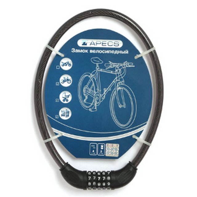Замок велосипедный APECS PD-83 трос 65см кодовый - 1-401 - купить в АПлайн
