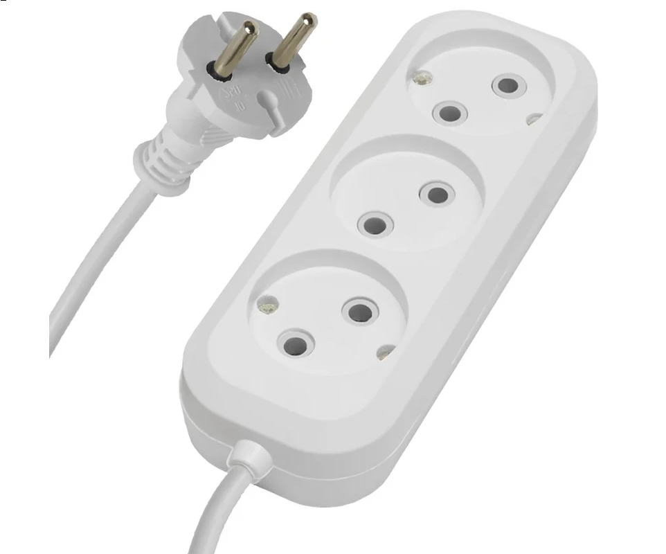 Удлинитель 3х3м без заземления 6А(2х0.5мм2) (для маломощных приборов) Jett /Дип/424/