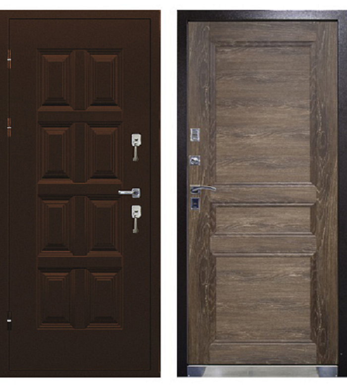 Дверь металлическая Винтер-100 2050х980 L (терморазрыв) Дуб Шале мореный, левая 