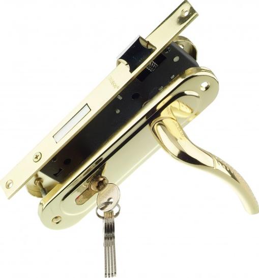 Замок врезной золото в сборе TRODOS ЗВ70-L/106 PB  пр
