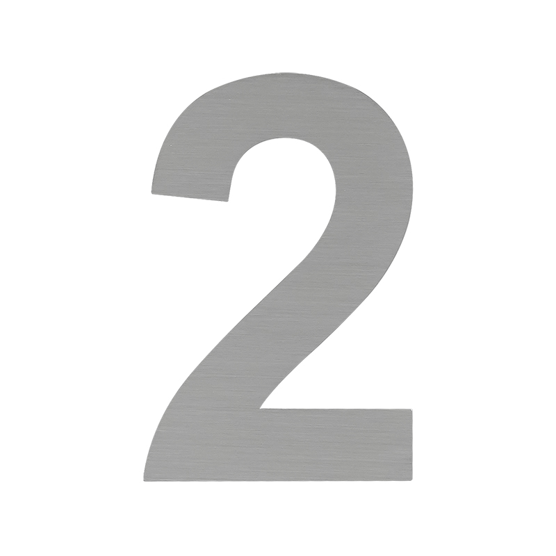 Цифра дверная Luxe "2" сталь самоклеющаяся 75мм сатин хром