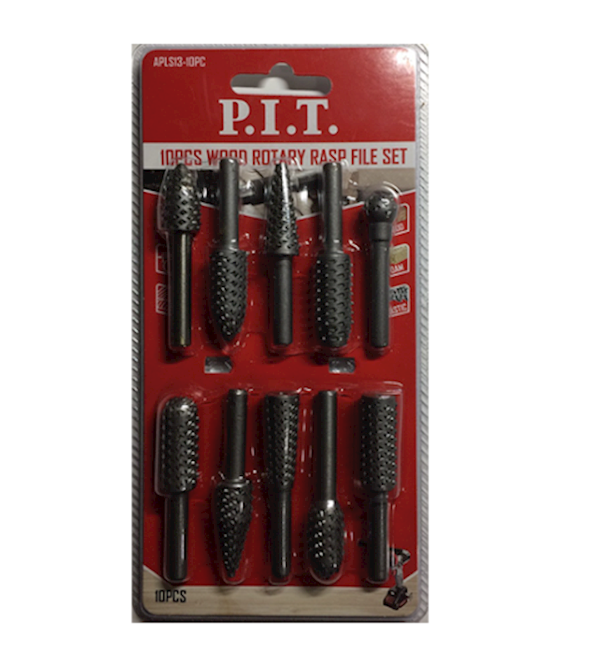 Набор шарошек стальных по дереву хвостовик 6мм (10шт) P.I.T APLS13-10PC