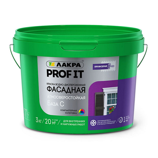 Краска в/д ЛАКРА PROF IT фасадная База С 3кг