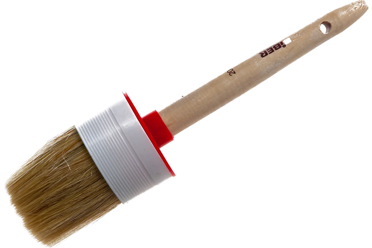 Кисть круглая "Петрович" 20 мм (нат.щетина, дер.ручка) (П064-20)