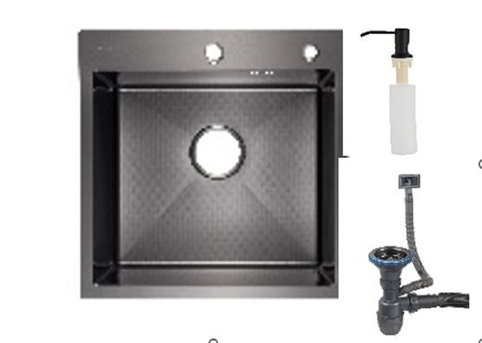 Мойка нержавеющая Zegor 50х50, Графит (в компл.:дозатор,сифон) ML-5050MG