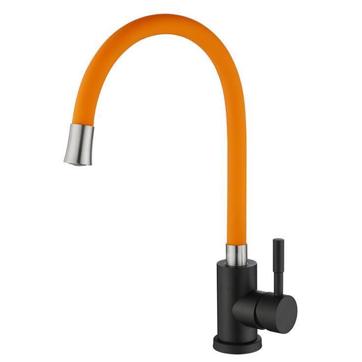 Смеситель для кухни GOTA ROCIO BLACK&WHITE оранжевый с гибким изливом 016092 DW7105-Z11