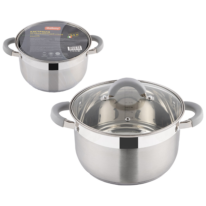 Кастрюля нерж. Felicità 5,1л 22х13,5см 9389