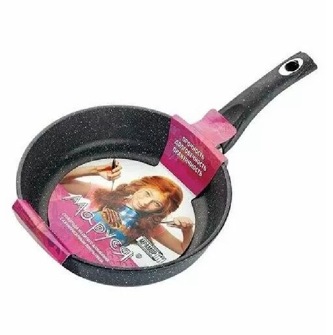 Сковорода алюм. Маруся 24см черный мрамор 7124