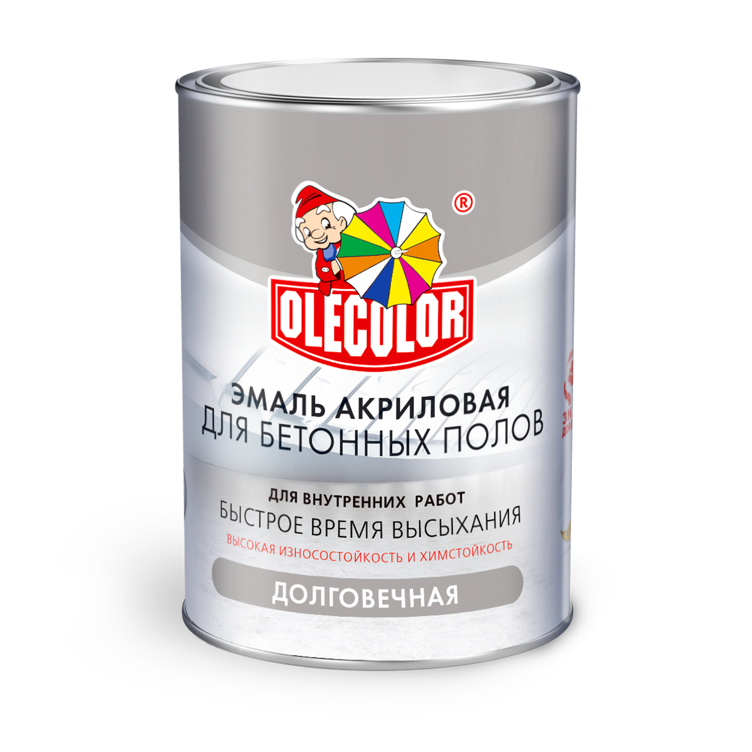 Эмаль акриловая OLECOLOR для бетонных полов серый 3,5кг 