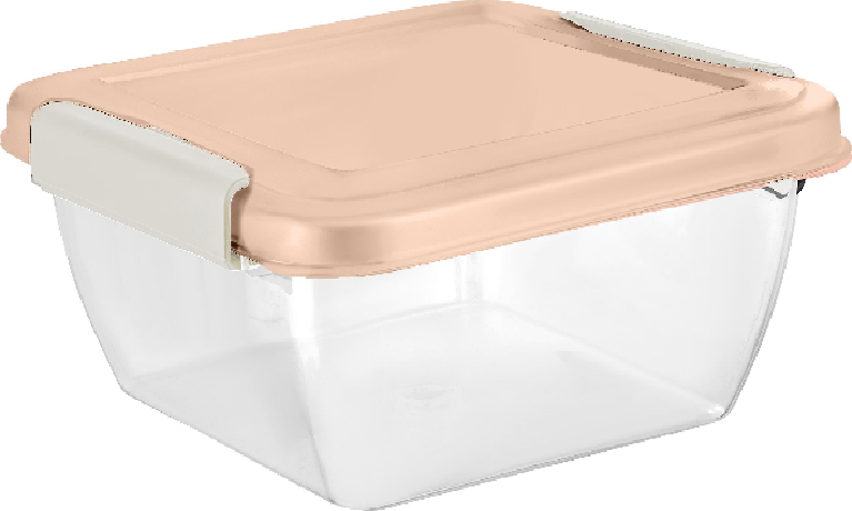 Контейнер для продуков пласт. Хельсинки 0,5л квад.c защелками персиковая карамель PT500910040PT500910040- купить в АПлайн