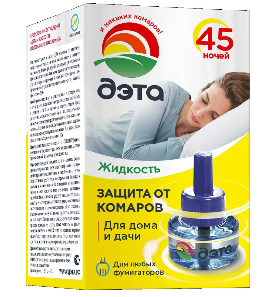 Жидкость от комаров ДЭТА 30мл 45 ночей без запаха 0209