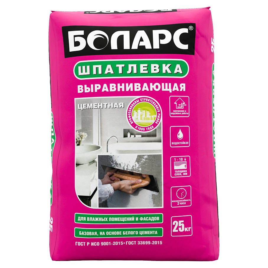 Шпатлевка "Боларс" Выравнивающая цементная 25кг- купить в АПлайн