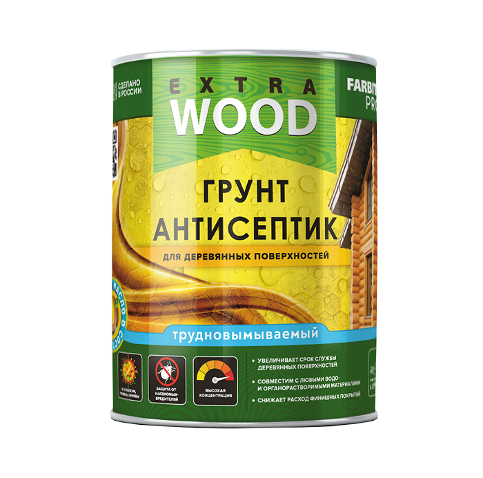 Грунт-антисептик FARBITEX PROFI WOOD EXTRA трудновымываемый для деревянных поверхностей 0,8л4300011881- купить в АПлайн