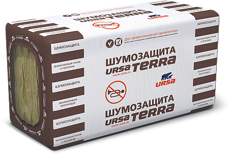 Утеплитель "Ursa" TERRA Шумозащита / 1200-610-50мм / 7,32м2 - 0,366м3 / 10 плит / 2096475