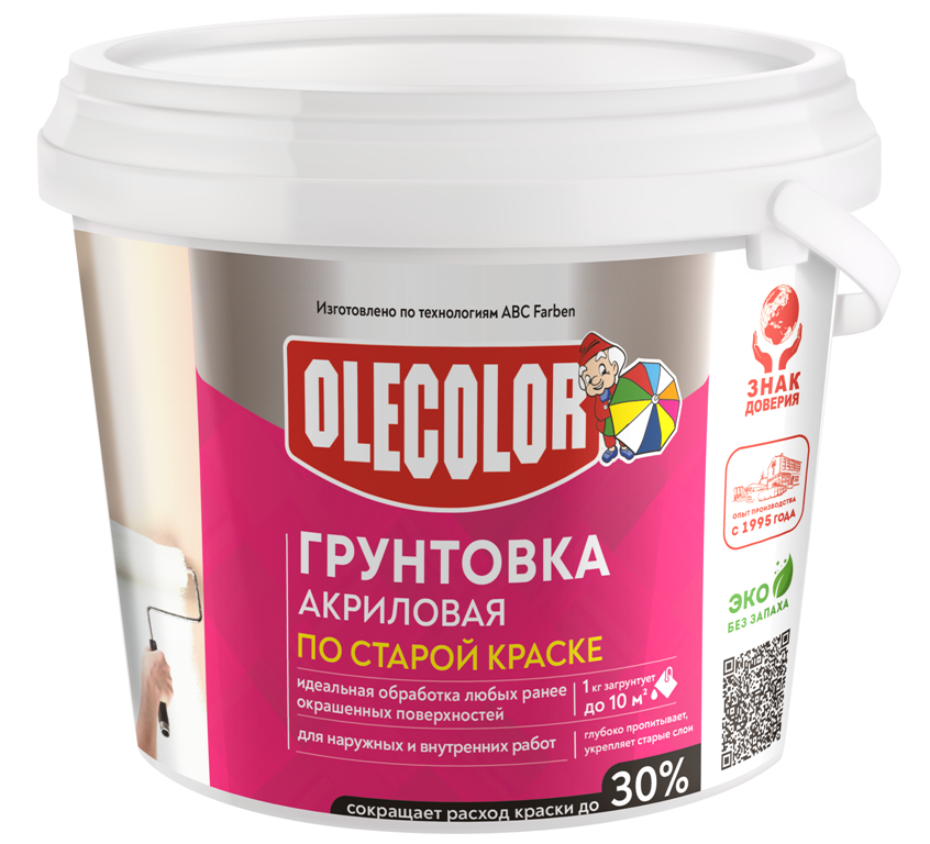 Грунтовка акриловая OLECOLOR по старой краске 1кг4300004533- купить в АПлайн