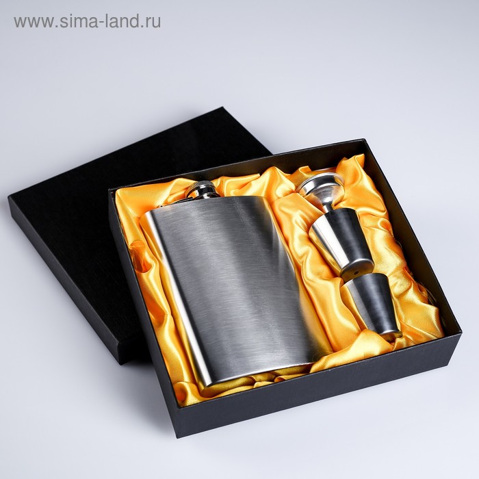 Подарочный набор 4 в 1: фляжка 270мл, воронка, 2 рюмки, 14х18см 288498