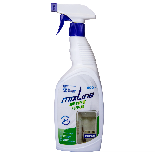Средство для стекол и зеркал Mixline  600г спрей 557590557590- купить в АПлайн