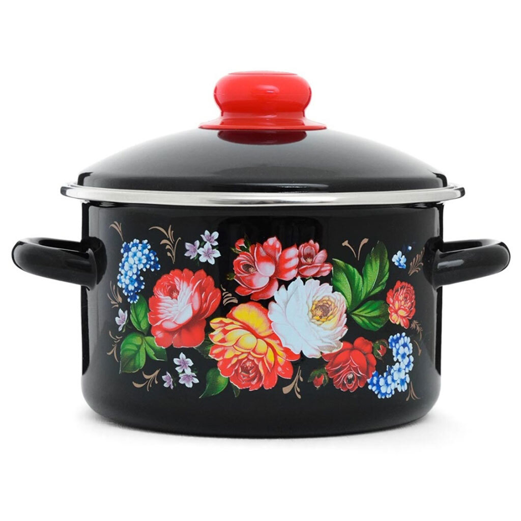 Кастрюля эмал. Жостовские мотивы 4л ЭТ-75043ЭТ-75043- купить в АПлайн