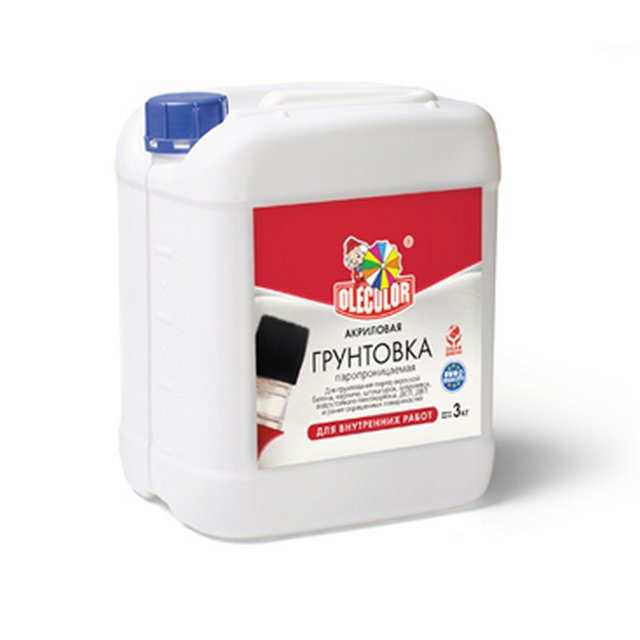 Грунтовка акриловая OLECOLOR для внутренних работ 3кг